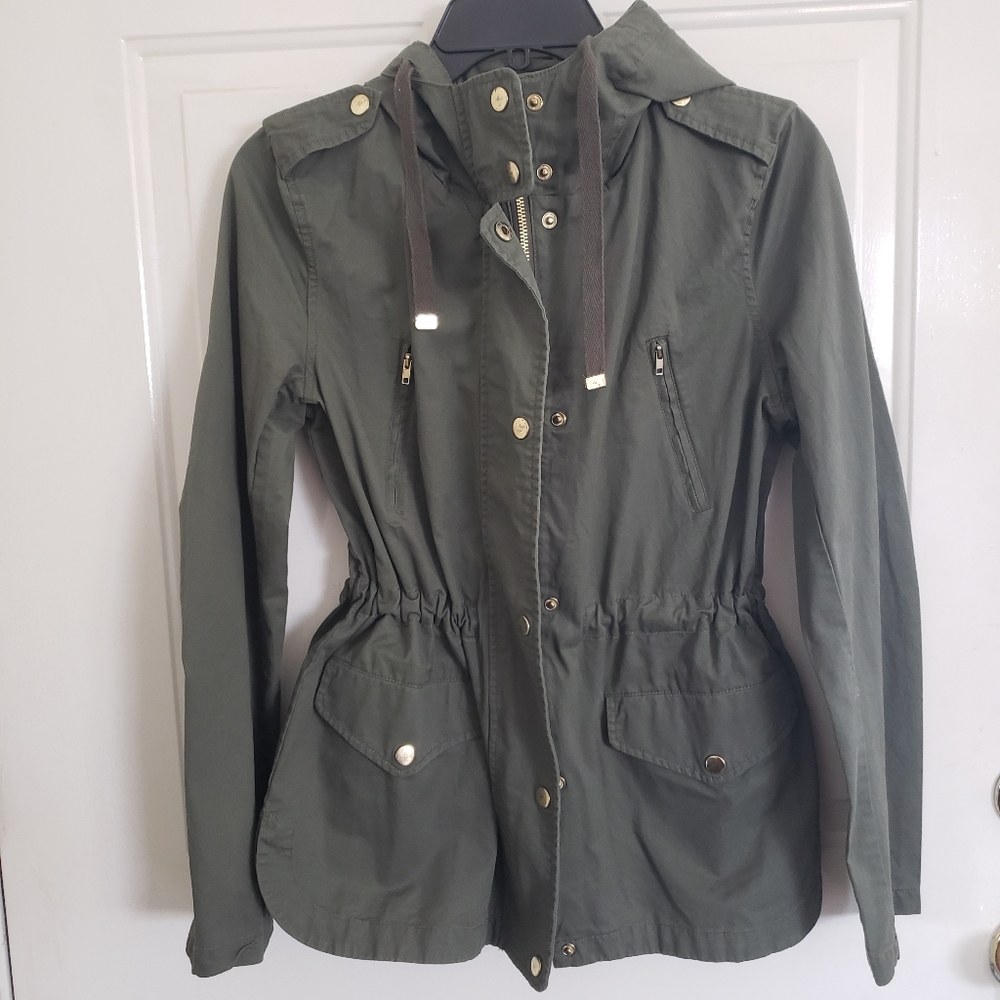 Love Tree Womens Olive Green Hooded Jacket Size Small